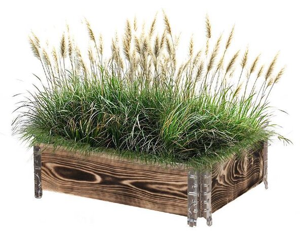 ATMOWOOD Drevený vyvýšený záhon s kovaním 80 x 60 x 20 cm - opálený