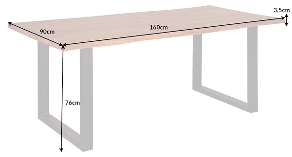 Dizajnový jedálenský stôl Massive 160 cm hrúbka 35 mm akácia