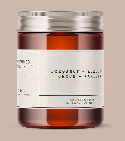 Vonná sójová sviečka doba horenia 40 h #32 Bergamot, Coconut, Vanilla – Perfumed Prague