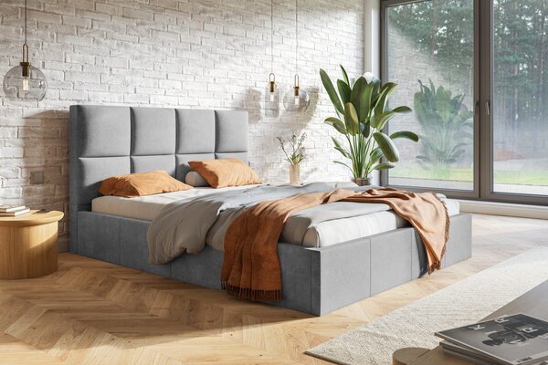 HRUŠKA Čalúnená posteľ s úložným priestorom SLIM 1 — modrosivá | 160×200