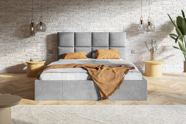 HRUŠKA Čalúnená posteľ s úložným priestorom SLIM 1 — modrosivá | 160×200