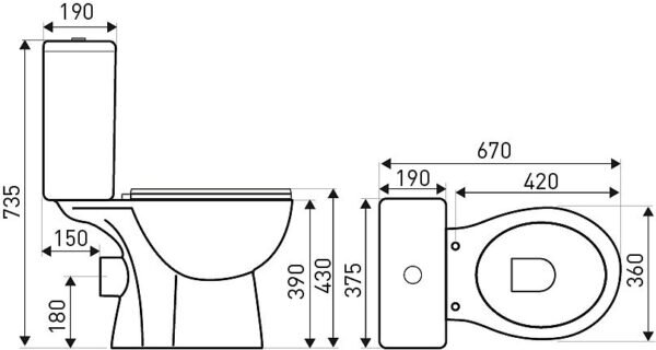 Novoterm WC kombi NV-Niagara Duo ZO so zadným odpadom a SoftClose sedadlom