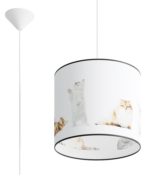 Detské závesné svietidlo Kitty, 1x plastové tienidlo so vzorom, (fi 30 cm)