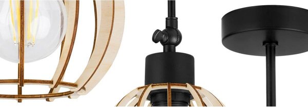 Bodové svietidlo Timber 8, 1x drevené tienidlo