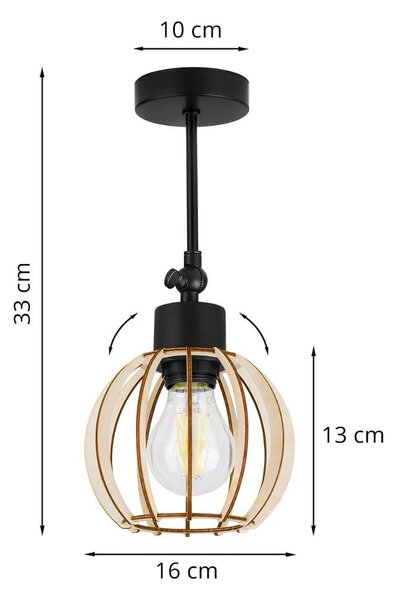 Bodové svietidlo Timber 8, 1x drevené tienidlo