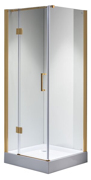 BPS-koupelny Štvorcový sprchový kút KZ1390A GL 80x80 zlatá/transparent - bez vaničky