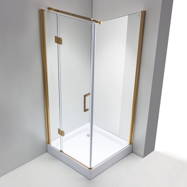 BPS-koupelny Štvorcový sprchový kút KZ1390A GL 80x80 zlatá/transparent - bez vaničky