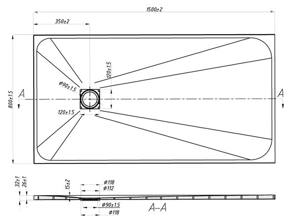 BPS-koupelny Obdĺžniková akrylátová sprchová vanička RIKO WH 150x80 biela