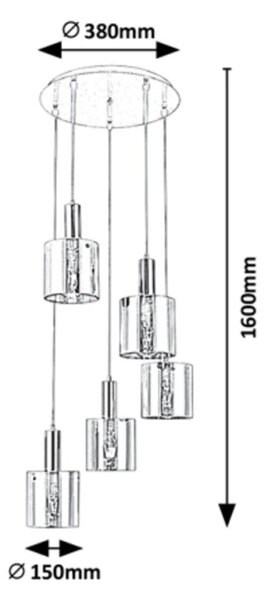 Rabalux 5251 závesné stropné svietidlo Donati 5x60W | E27 - chróm
