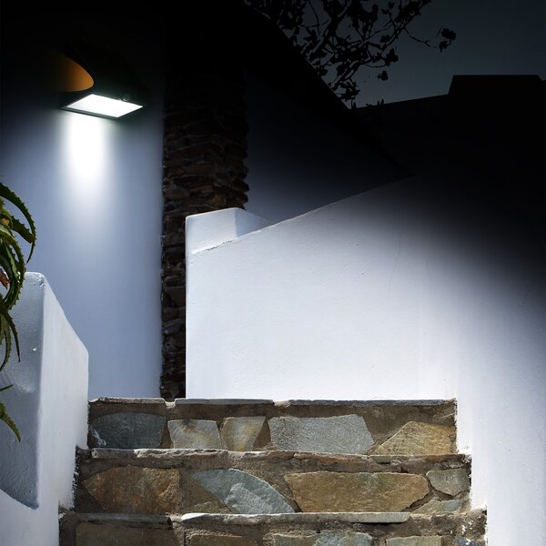 Exteriérové solárne nástenné LED svietidlo Butterfly, 1x LED 6,8w, biela, pohybový senzor