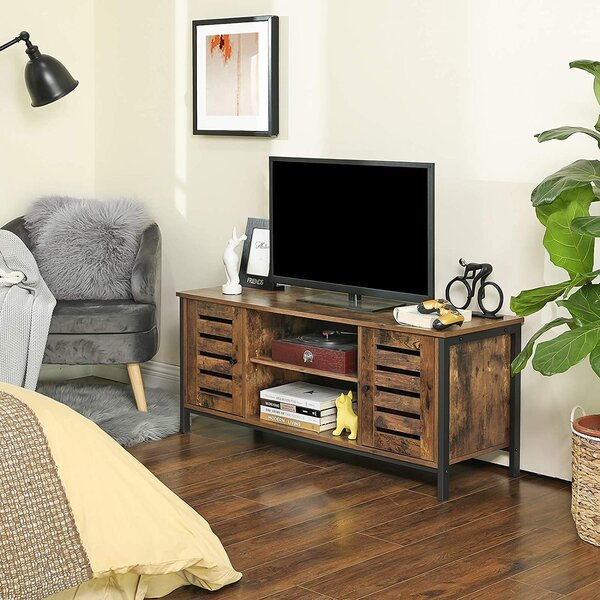 VASAGLE Televízny stolík industriálny 2 dvierka 110 x 40 cm