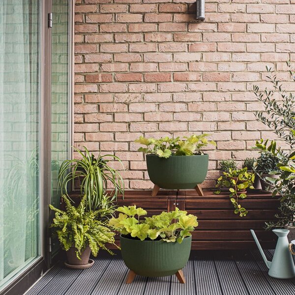 PLASTOVÝ KVETINÁČ ROSA LINEA ECO 15X24 CM ZELENÁ