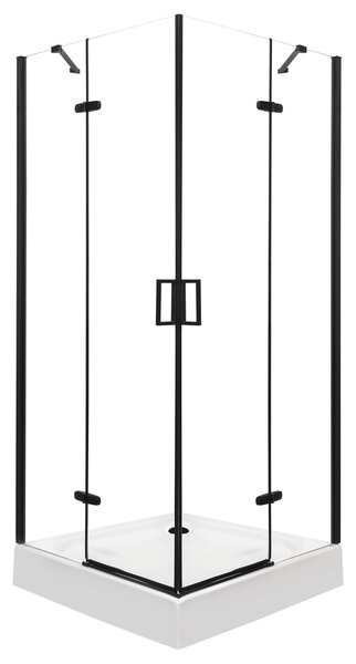Novoterm Štvorcový sprchovací kút NV-Flow 80x80 čierna/transparent + vanička