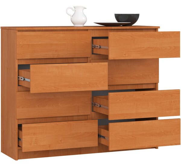 Ak furniture Komoda Kuba 120 cm 8 zásuviek jelša