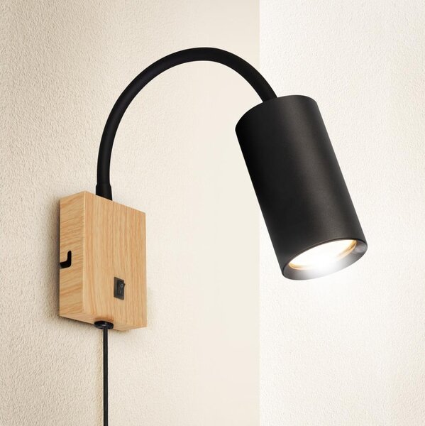 Brilagi - Flexibilná nástenná lampa SELE 1xGU10/30W/230V čierna/dubový dekor