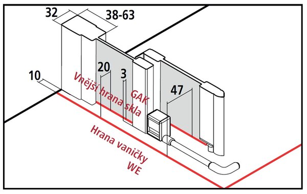 Štvorcový sprchovací kút Kermi Cada XS 90x90 cm - E2R 09020 PVK+E2L 09020 PVK