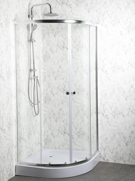 Novoterm Štvrťkruhový sprchovací kút NV-Leo 80x80 chróm/transparent + vanička