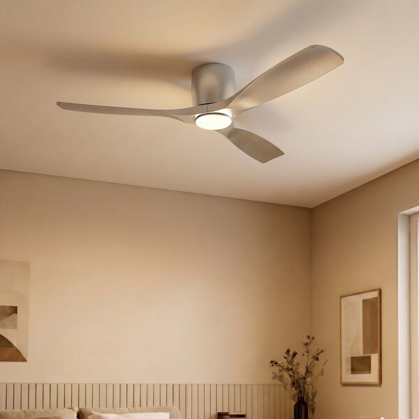 Stropný ventilátor Moneno Smart LED, strieborný, DC, stmievateľné, CCT – Lucande Lucande, Moneno, stmievateľné, Metalická, Obývacia izba, Kov, Moderný