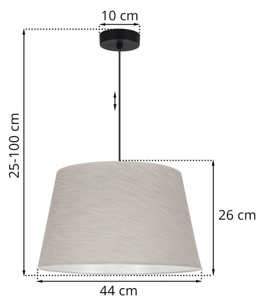 Závesné svietidlo Len, 1x svetlobéžové textilné tienidlo, (fi 44 cm), b