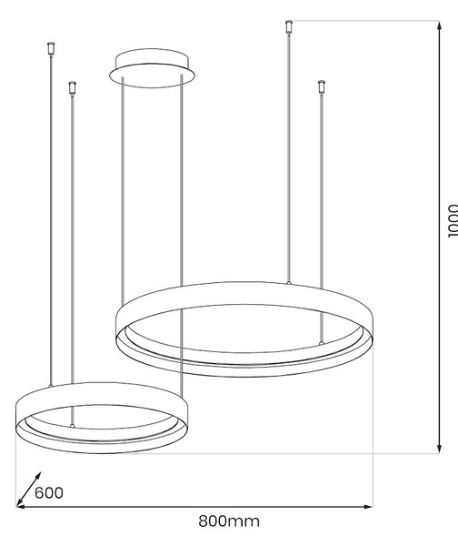 Závesné LED svietidlo Orbita, 2x LED 72w, 4000k, w/b