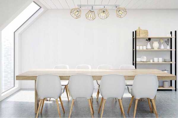 Bodové svietidlo Nuvola 1, 4x zlaté drôtené tienidlo, (výber z 2 farieb konštrukcie - možnosť polohovania)