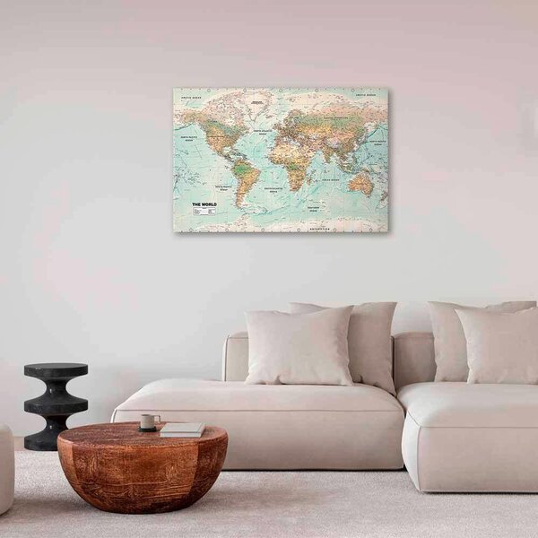 OBRAZ NA PLÁTNE, mapa sveta, 90/60/1,2 cm artgeist - Online Only bytové doplnky, Online Only