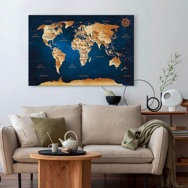 OBRAZ NA PLÁTNE, mapa sveta, 60/40/1,2 cm artgeist - Online Only bytové doplnky, Online Only