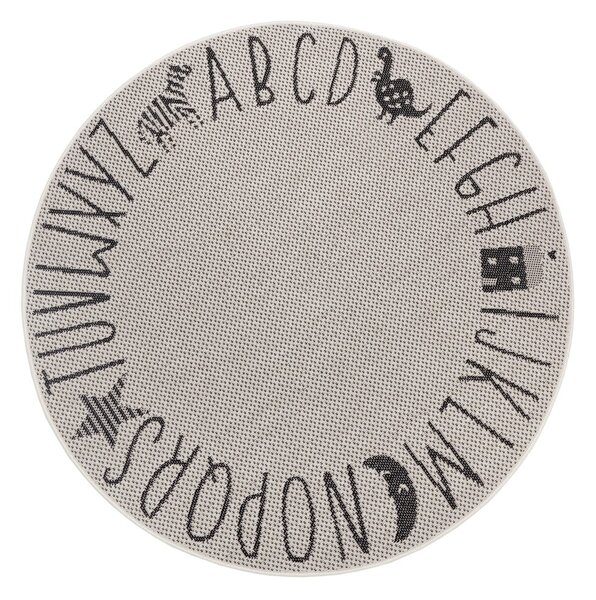 Krémovobiely detský koberec Ragami Letters, ø 120 cm