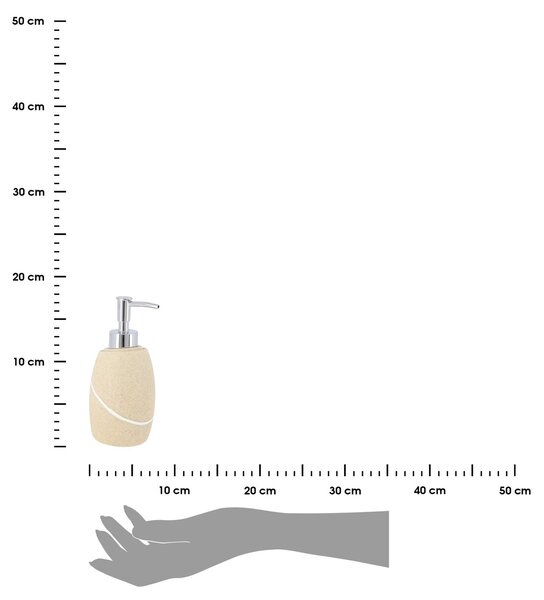 Dávkovač mydla Caldarela, piesková/s chrómovými prvkami, 240 ml