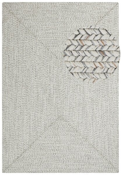 Hanse Home , Kusový koberec Braided 105553 Light Melange – na von aj na doma, 80x150, biela, chodba / predsieň