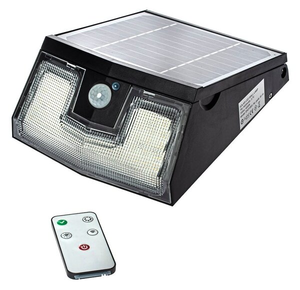 Exteriérové solárne nástenné LED svietidlo Solar, 1x LED 7w, čierna, pohybový senzor