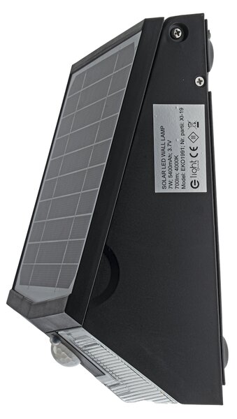 Exteriérové solárne nástenné LED svietidlo Solar, 1x LED 7w, čierna, pohybový senzor