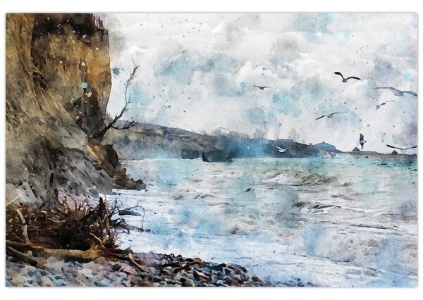 Obraz - Útes, akvarel (90x60 cm)