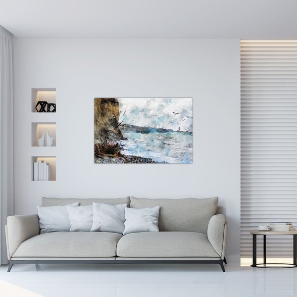 Obraz - Útes, akvarel (90x60 cm)