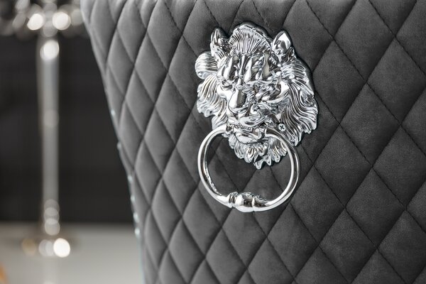 Dizajnová stolička Queen Levia hlava zamat sivá
