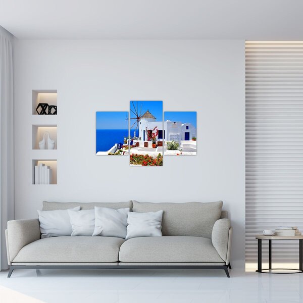 Obraz - Domček v Grécku (90x60 cm)