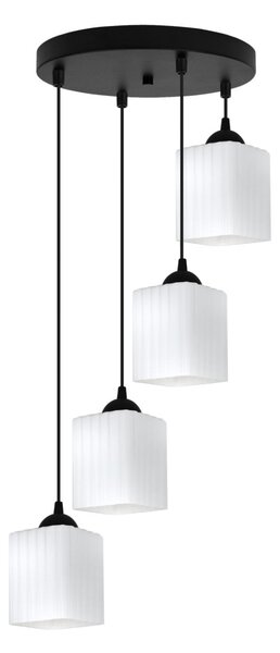 Závesné svietidlo Riffle Square, 4x biele sklenené tienidlo, b, o