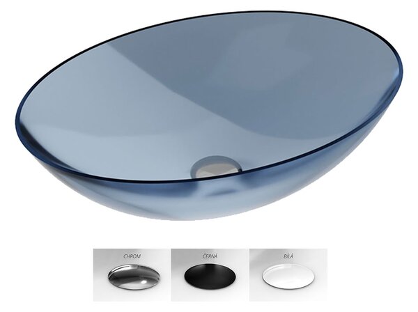 Besco Umývadlo na dosku zo syntetickej živice Anya 50x35 cm Blue Wave s výpusťou Click-Clack BESCO-Typ výpuste: Click-Clack bez prepadu, chróm