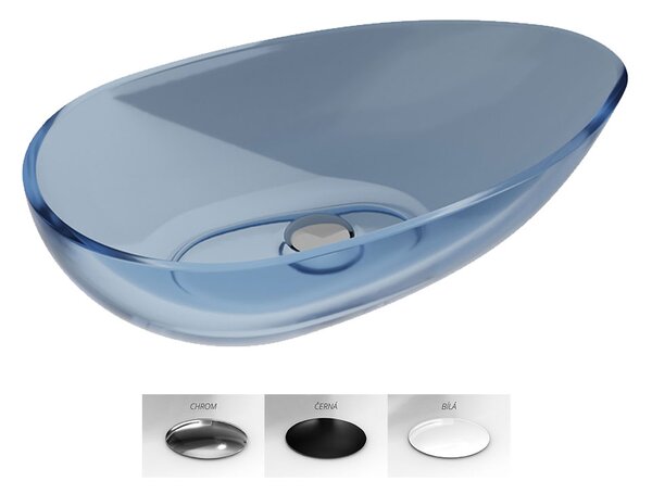 Besco Umývadlo na dosku zo syntetickej živice Neya 60x35 cm Blue Wave s výpusťou Click-Clack BESCO-Typ výpuste: Click-Clack bez prepadu, chróm