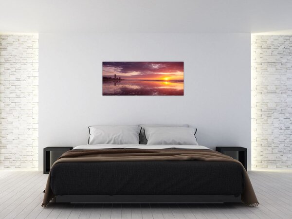 Obraz - Pláž pri západe slnka (120x50 cm)