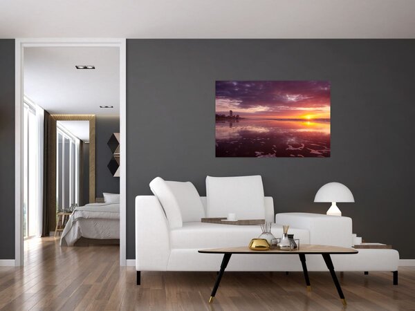 Obraz - Pláž pri západe slnka (90x60 cm)