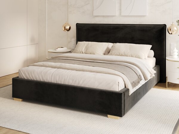 Čalúnená manželská posteľ s úložným priestorom Perfetto 140x200 - čierna