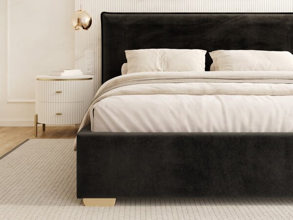 Čalúnená manželská posteľ s úložným priestorom Perfetto 140x200 - čierna
