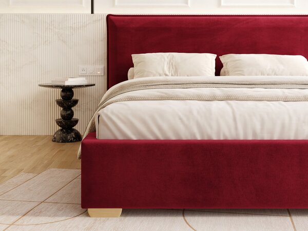 Čalúnená manželská posteľ s úložným priestorom Perfetto 140x200 - bordová