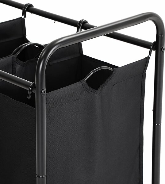 SONGMICS Kôš na bielizeň pojazdný čierny 3 x 44 l