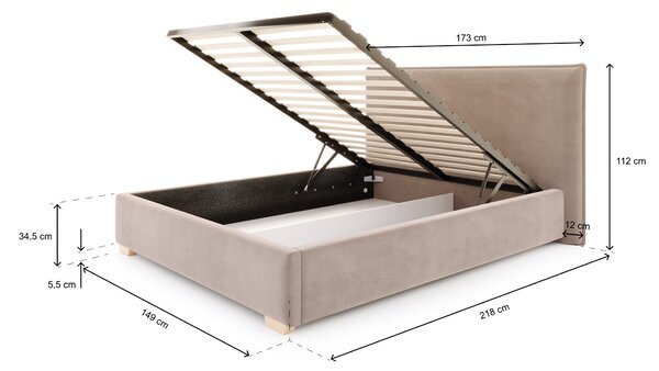Čalúnená manželská posteľ s úložným priestorom Perfetto 140x200 - béžová