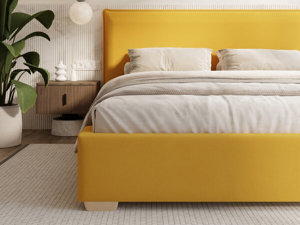 Čalúnená manželská posteľ s úložným priestorom Perfetto 140x200 - žltá