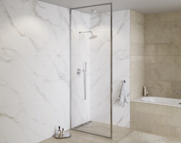 Besco Sprchový kút Walk-In ICON CHROM 100 (110x 120), výška 200 cm - bez vaničky BESCO-Rozmery: šírka: 100