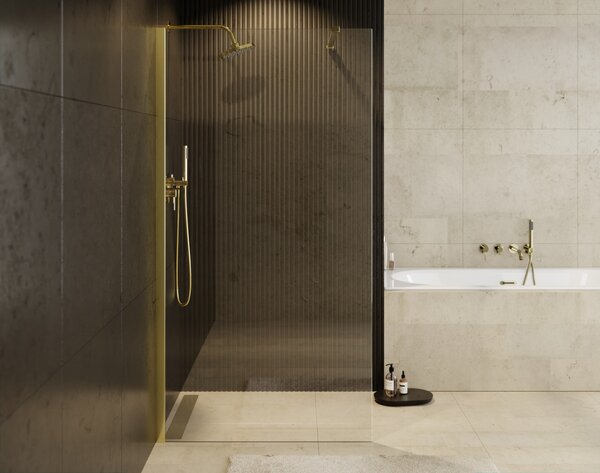 Besco Sprchový kút Walk-In ECO-N GOLD 90x195 (100x195, 110x195, 120x195) - bez vaničky BESCO-Rozmery: šírka: 90