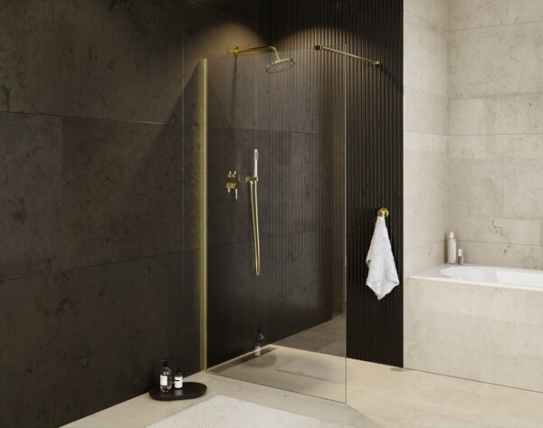 Besco Sprchový kút Walk-In ECO-N GOLD 90x195 (100x195, 110x195, 120x195) - bez vaničky BESCO-Rozmery: šírka: 90